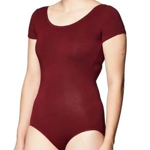 Capezio Maroon Short Sleeved Leotard